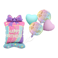 Ensemble de 5 ballons en forme de boîte cadeau pour gâteau, pour la décoration d'une fête d'anniversaire