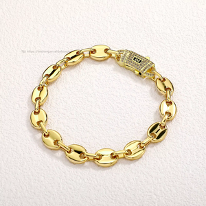 Collier unisexe Hip-Hop en acier inoxydable électroplaqué, chaîne grain de café, couleur inaltérable, 9 mm, polyvalent, style vintage - Product Image 3