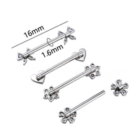 ASTM F136 G23 Titanium Internal Thread Barbell Piercing Jewelry Double Sided Zircon Flower Bow Heart Tongue Nipple Bar