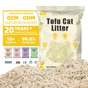 Sortie d'usine en gros litière pour chat tofu OEM / ODM fibre de tofu naturelle forte Absorption d'eau litière pour chat sable parfum de lait