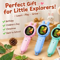 Cute 200X Digital Microscope for Kids, 2" IPS LCD Screen 1080P, Handheld Mini Magnifier, Outdoor Nature Exploration Science Toy