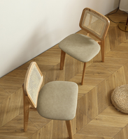 Chaise de salle à manger classique et pratique en rotin, chaise rembourrée en bois massif pour salle à manger