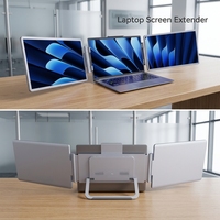 Monitor Portátil de Pantalla Dual de 14 Pulgadas, 1920x1200, Extensor de Pantalla Triple FHD IPS para Portátil con Soporte Plegable