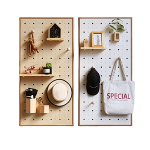 Wooden Pegboard Kitchen Organizer <strong>Board</strong> Decorative Background Wall <strong>Display</strong> Rack Shelf Entrance Perforated <strong>MDF</strong> <strong>Board</strong> - Product Image 2