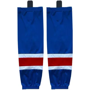 Chaussettes de hockey sur glace de fournisseur chinois personnalisées à bas prix nouvelles chaussettes de hockey blanches et vertes chaussettes de hockey sur glace en polyester personnalisées