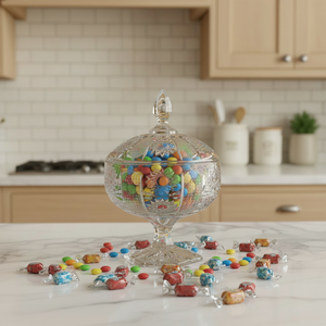 Set di Barattoli <span class=keywords><strong>in</strong></span> <span class=keywords><strong>Vetro</strong></span> Trasparente di Lusso <span class=keywords><strong>con</strong></span> <span class=keywords><strong>Coperchio</strong></span> - Design Multi-Motivo per Regali, Decorazioni e Conservazione - Product Image 1