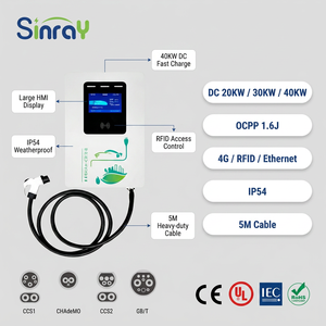 Nouvelle borne de recharge murale 20KW 30KW 40KW CCS1 CCS2 CHADEMO GBT OCPP 1.6J 4G RFID IP54 AC 380V pour véhicules - Product Image 5