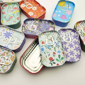 Lata Rectangular Pequeña Personalizada <span class=keywords><strong>con</strong></span> Anillo de Apertura Fácil, Estilo Sardina, Reutilizable para Alimentos, Té, Almuerzo, Dulces, <span class=keywords><strong>Chocolate</strong></span> - Product Image 2