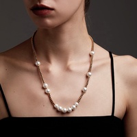 Bijoux en acier inoxydable plaqué or 18K, chaîne à billes en acier, Imitation perle, collier perlé, haute qualité, tendance, P213261