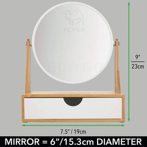 ที่จัดระเบียบเครื่องสำอางไม้ไผ่พร้อมกระจกหมุนและลิ้นชัก - Product Image 2