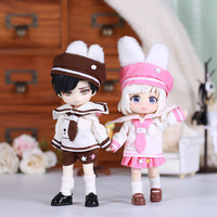 Joyfull Ob11 – ensemble de vêtements pour poupée, costume de marin bleu marine, personnalisé, échelle 1:12, en tissu, unisexe, mignon, chapeau à oreilles de lapin