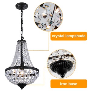 Lampes suspendues en cristal de luxe modernes, lustres noirs, éclairage suspendu pour la décoration intérieure - Product Image 3