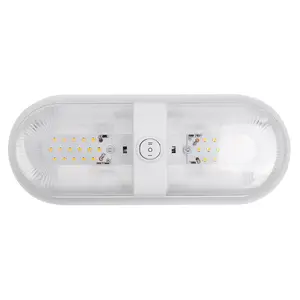 Ed46 RV Lampu Kubah Ganda LED, Perlengkapan Lampu Kubah Ganda Langit-langit dengan Saklar ON/OFF, Lampu Interior untuk Mobil/RV/Trailer/Kamera/Perahu