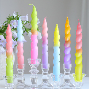 Colorful Spiral <b>Long</b> Taper <b>Candles</b> Smokeless Odor Free Romantic Atmosphere <b>Candles</b> For Wedding Banquet Home Table Decoration - Product Image 2
