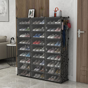 خزانة وحدات لتوفير المساحة، منظم أحذية محمول، خزانة تخزين أحذية بلاستيكية - Product Image 1