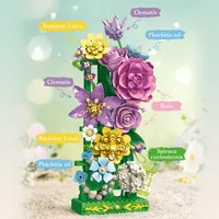 Jie Star MOC Blocs de construction mur floraux, modèle de bouquet romantique, ornement, décoration intérieure, cadeau pour adultes, 626 pièces
