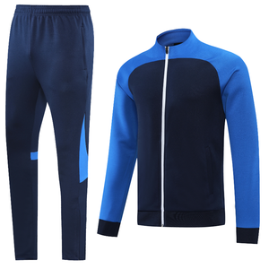Ensemble de survêtements de football à manches longues pas cher, qualité thaïlandaise, fermeture éclair intégrale, bleu, pour hommes - Product Image 3