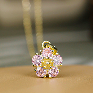 Grace gioiello nuovo arrivo vendita calda rosa CZ fiore 925 argento Sterling placcato oro Charm collane minimaliste per ragazze - Product Image 3