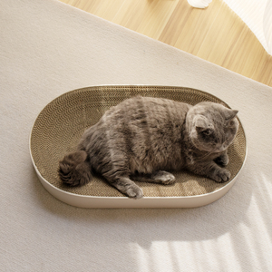 Großes Ovales Katzenkratzbett, Kratzmöbel für Katzen aus BB-Welle Wellpappe, Beliebt auf dem Koreanischen Markt - Product Image 4