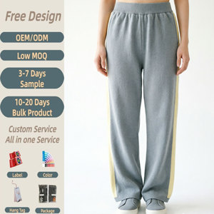 <span class=keywords><strong>Pantaloni</strong></span> da donna in maglia a vita alta, a gamba larga, <span class=keywords><strong>con</strong></span> striscia laterale a contrasto, a costine, per il tempo libero, <span class=keywords><strong>con</strong></span> <span class=keywords><strong>tasche</strong></span>, all'ingrosso - Product Image 2