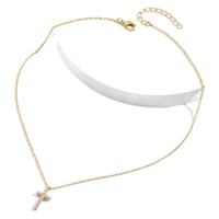 Offre Spéciale mode diamant pleine croix filles collier femmes clavicule chaîne pendentif en or filles plein diamant pendentif à breloque collier