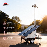Solar-Anhänger 6m Manueller Teleskopmast 3x400W Solarmodule 4x200Ah Batterien PTZ-Box Cloud/NVR-Speicher Netzunabhängige Mobile Sicherheitslösung
