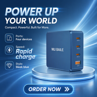 Cargador Rápido GaN de 100W PD 3.0 de Última Generación con 3 Puertos Tipo-C y QC3.0/FCP, Plegable y Ecológico para Teléfonos Móviles y Portátiles