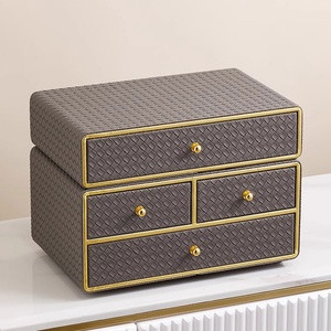 Groothandel Klassieke PU Lederen Polygoon Multifunctionele Sieraden Make-up <span class=keywords><strong>Organizer</strong></span> Bureau Opbergdoos met Laden Kaptafel - Product Image 2