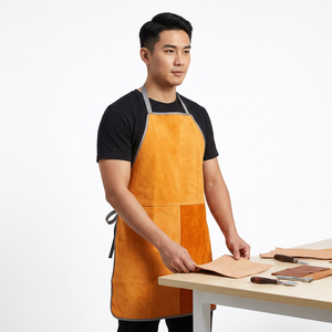 Orange Bib <b>Apron</b> Cotton Woven Plain Style With Pockets Machine Washable For Daily <b>Cooking</b> Use - Product Image 2