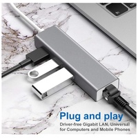 Hub USB C dari Aluminium Alloy dengan Adaptor Kartu Jaringan Ethernet RJ45 5Gbps USB 3.0 USB 2.0 untuk Komputer Macbook