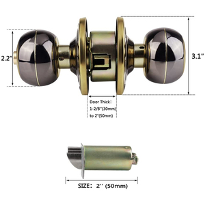 Perillas de <span class=keywords><strong>puerta</strong></span> antiguas de latón pulido de aleación de Zinc de 70mm personalizadas, llave de bloqueo, cerradura de <span class=keywords><strong>puerta</strong></span> de bola de privacidad para dormitorio <span class=keywords><strong>Interior</strong></span>, <span class=keywords><strong>pestillo</strong></span> ajustable - Product Image 3