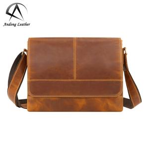 Sac à bandoulière rétro en cuir Crazy Horse pour hommes et garçons, grande capacité, multifonctionnel, sac messager, sac de travail, sac de transport - Product Image 1