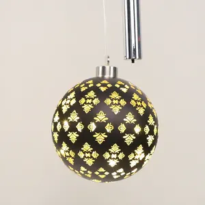 LED 매달려 크리스마스 유리 싸구려 사용자 정의 레이저 조각 꽃 패턴 날려 유리 공 크리스마스 장식품 도매