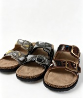 Sandales Bohèmes Perlées en Liège pour Femme, Style Ethnique, à Paillettes, à Double Boucle, avec Soutien de la Voûte Plantaire, Chaussures d'Été de Plage, Vente en Gros OEM ODM C1