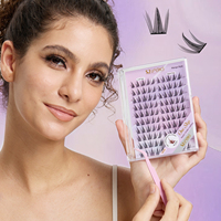 Cils pré-collés réutilisables Foxy Eye, segments en grappes, cils en L, légers, pré-collés en grappes