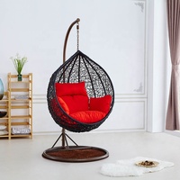 Fauteuil suspendu d'extérieur en rotin PE, hamac suspendu avec coussin et cadre résistant aux UV, fauteuil suspendu en forme d'œuf