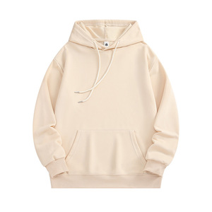 Sweat-shirt à capuche fin à manches longues en polyester, coloris abricot, orange, rouge, bleu roi, bleu marine, noir, blanc, vert foncé, pour les loisirs - Product Image 2