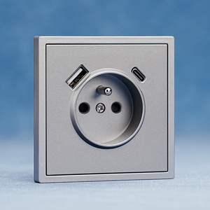 <strong>Safe</strong> Tamper Resistant Flames Retardant Design EU Standard <strong>Switch</strong> <strong>Socket</strong> French 2P+T Type <strong>Wall</strong> <strong>Socket</strong> Plug With Dual USB A+C Port - Product Image 1