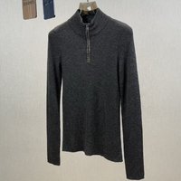 Haut en tricot demi-zippé en laine unie pour femme, coupe ajustée, col semi-montant perlé, couche de base