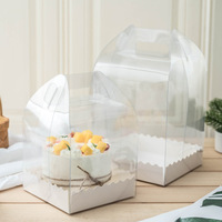 Boîte à gâteau transparente jetable en plastique PET, 8 pouces, 12 pouces, boîtes alimentaires en PVC avec poignée pour gâteaux
