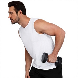 <b>Men's</b> <b>White</b> Cotton Tank Top O-Neck Solid Casual Breathable Knitted Gym <b>Vest</b> - Product Image 1