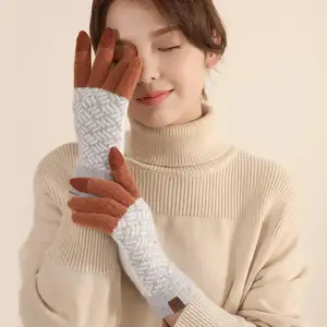 Ekstra polar jakarlı parmak jakarlı öğrenci bisiklet eldiveni ile kış sıcak yün dokunmatik ekran