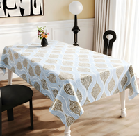 Nappe de luxe en PU, base blanche, motif vintage doré, personnalisable, écologique, toutes tailles et designs, imperméable et anti-taches, Moyen-Orient