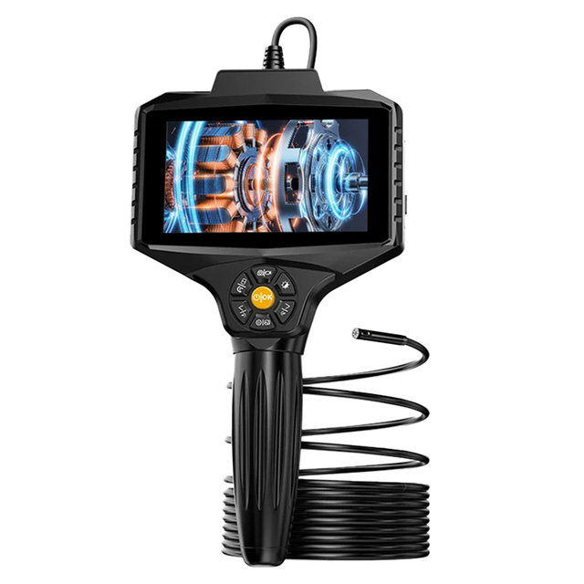 Triple Lens Industrial Borescope 5-Inch IPS Screen Endoscope Camera Split Screen View HD Sewer Inspection 8 LED IP67 Waterproof