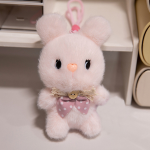 Vente en gros d'adorable lapin blanc animal en peluche porte-clés mignon pendentif bricolage pour filles - Product Image 3