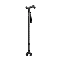 S71FC15- # I #   Canne légère en alliage d'aluminium à poignée courbée et quatre pieds pour personnes âgées et handicapées sans lumières LED