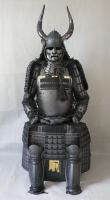 Armure complète de samouraï Yoroi sculptée en fer 3D noir mat, avec casque Maedate Kabuto et masque Menpo, thème traditionnel/moderne, pour adulte