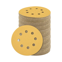 Stock local aux États-Unis, expédition en 24h, 50 disques de ponçage dorés de 5 pouces, grain 220, boucle auto-agrippante, papier abrasif à 8 trous, outils abrasifs pour ponceuse orbitale