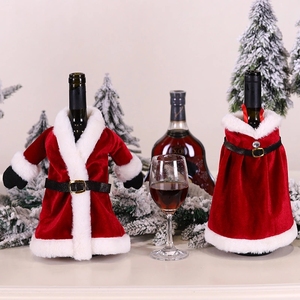 Hot Selling Red Black Wine Bottle Cover Bag Indoor Christmas Decoration Santa Claus Bottle Cover - Product Image 1