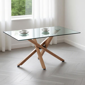 Juego de mesa de comedor compacto de vidrio moderno para ahorrar espacio, muebles de comedor para el hogar morados de fibra Blanca Dorada - Product Image 2